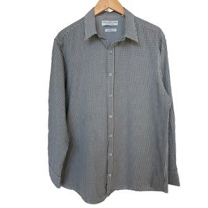 Nick Graham Men's 17/17.5 Black Check Modern Fit Long Sleeve Button-Up Shirt XL